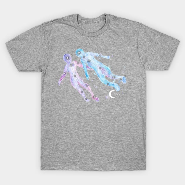 Gemini Galaxy Watercolor T-Shirt by Dbaudrillier